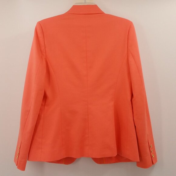 Vince Camuto Blazer Jacket Women's 12 Coral Orange Stretch Tailored Gold Buttons - Picture 6 of 8